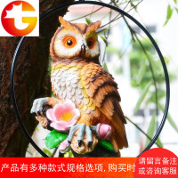 仿真小鸟挂件树脂工艺品园艺盆栽树木装饰品动物模型猫头鹰摆件
