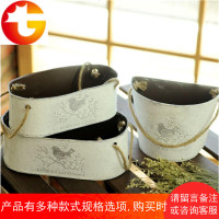 美式乡村欧式田园复古铁皮桶装饰做旧花桶铁艺多肉花盆花器