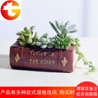 Zakka创意欧式复古文学书多肉植物花盆树脂肉肉盆栽办公桌装饰品