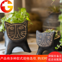 []黑猫咪 抽象艺术花盆花器装饰收纳 杂货花园园艺摆件礼物