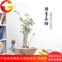 简约个性居家办公装饰绿萝植物盆景粗陶土花盆托盘创意多肉摆件