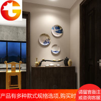 新中式古典水墨山水装饰盘青花瓷盘客厅餐厅墙面挂盘酒柜玄关摆盘