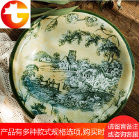 美式乡村风格 装饰复古瓷盘 旧瓷盘风格 复古风格装饰挂盘 壁饰