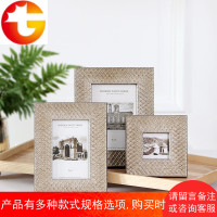 欧式优雅棱形画框银色怀旧金属质感实木相框 样板房桌面摆件 送礼