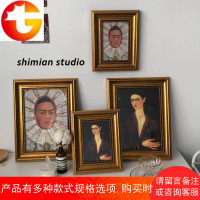 复古金色相框 Frida弗里达小众装饰画 穿天鹅绒的女士