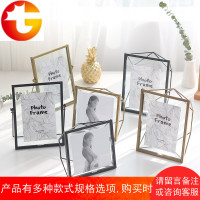 北欧风格现代简约金属几何ins相框架摆台创意挂墙6寸照片像框摆件