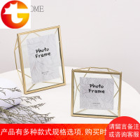 北欧金属玻璃相框摆台创意照片装饰画框diy像框房间桌面装饰摆件
