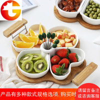 陶瓷水果拼盘分格果盘创意现代客厅家用瓜子干果点心盘糖果盘小吃