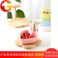 创意水果盘陶瓷沙拉碗家用现代点心盘带叉子客厅糖果盘北欧干果盘