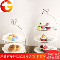 日单 创意糕点下午茶托盘 欧式银色三层架水果盘 点心盘 糕点盘