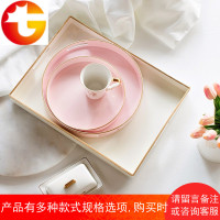 ins风北欧装饰塑料茶具收纳长方形圆形家用果盘杯子托盘