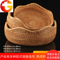 越南秋藤编水果篮子手工编织收纳筐客厅家用桌面水果盘子创意可爱