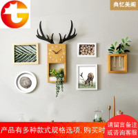 照片墙绿植装饰画组合相框挂墙创意相片墙简约现代个性客厅鹿北欧