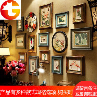 实木美式照片墙装饰复古欧式相框墙创意组合背景挂墙客厅卧室悬挂