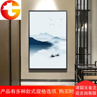 玄关装饰画竖版油画客厅壁画现代中式走廊挂画手绘抽象风景水墨画