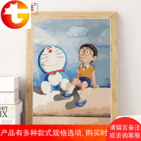 diy数字油画儿童手绘卡通简单填色画动漫客厅油彩装饰画