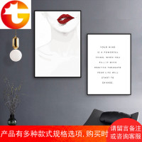 烈焰红唇艺术挂画北欧抽象玄关装饰画现代人物油画咖啡厅壁画