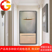 玄关装饰画竖版新中式挂画禅意现代简约过道装饰壁画北欧风格油画
