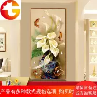 现代简约入户 玄关装饰画美式花卉油画竖版 过道竖版走道挂画