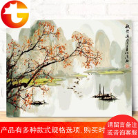 diy油彩画 大幅山水风景客厅手工绘填色装饰画 秋染丽江