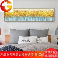 北欧轻奢金色卧室床头装饰画抽象客厅挂画油画布壁画现代简约房间