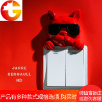 北欧法斗创意墙壁插座装饰开关贴墙贴家用保护套3d立体动物开关贴