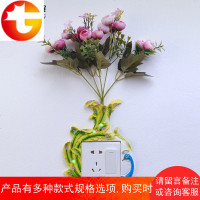 创意插花开关贴墙贴夜光保护套客厅卧室家用3d立体插座开关装饰套
