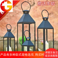 欧式复古烛台摆件风灯铁艺户外落地防风灯蜡烛台马灯浪漫婚庆道具