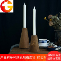 复古原木色烛台 木质蜡烛台拍照道具 餐桌装饰摆件 做旧烛台
