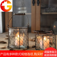 北欧壁挂婚庆铁艺蜡烛镂空玻璃复古烛台摆件装饰铁艺田园圣诞风灯
