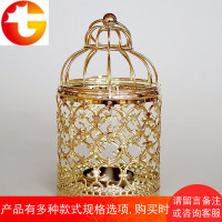 欧式镂空铁艺烛台摆件金色电镀装饰鸟笼花纹圣诞蜡烛台婚庆道具
