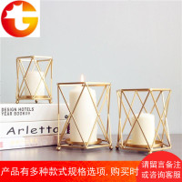 北欧简约轻奢黄金色几何铁艺烛台蜡烛灯家居样板间店铺餐桌装饰品