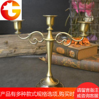 欧式仿青铜色蜡烛台三头蜡台餐厅桌家居样板房酒店装饰品烛光晚餐
