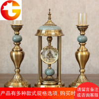 现代美式简约时尚创意工艺品摆件 客厅玄关软装饰品 合金烛台座钟