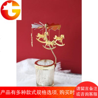 80 vintage time金色复古旋转烛台加热自动旋转走马灯星空杯烛台