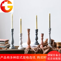 北欧乡村风格实木罗马柱餐桌面装饰蜡烛烛台摆件陈列道具摆设