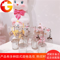 少女心梦幻旋转蜡烛烛台欧式铁艺浪漫复古风小摆件走马灯桌面摆件