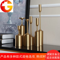 欧式金属烛台摆件北欧简约现代餐桌样板房装饰品摆设金色铜蜡烛台