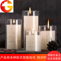 玻璃烛台蜡烛杯浪漫情人节烛光晚餐酒店婚庆家居欧式摆件圆柱蜡烛