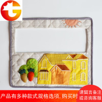 双开 三开关套带兜手机充电插座套 手工布艺刺绣开关贴带收纳袋