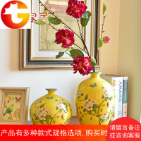 新中式手工陶瓷花瓶美式乡村客厅电视柜酒柜装饰水培插花摆件