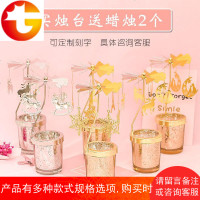 梦幻少女心浪漫旋转烛台香薰蜡烛走马灯欧式桌面摆件创意生日礼物