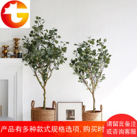 北欧仿真植物盆栽尤加利树 落地假绿植装饰 室内客厅摆件