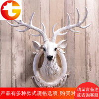 仿真鹿头墙壁挂件壁饰北欧美式复古客厅玄关背景白色装饰