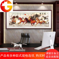 八骏图马到成功字画骏马图新中式办公室装饰挂画万马奔腾客厅国画