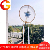 长柄团扇中国古风汉服刺绣流苏宫扇手工制作漫展拍照道具工艺扇子