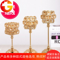 欧式烛台家用北欧金色水晶浪漫摆件羽毛容器烛光晚餐装饰品蜡烛台