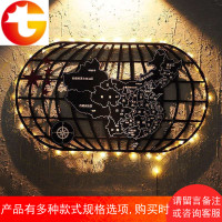 工业风装饰世界地图铁艺壁饰创意酒吧咖啡厅墙面壁挂墙上装饰品
