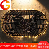 复古工业风铁艺世界地图壁挂酒吧餐厅店铺墙面装饰品壁饰创意墙饰