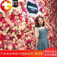 仿真植物墙假花绿植墙网红玫瑰花墙婚庆背景墙草坪室内店装饰墙